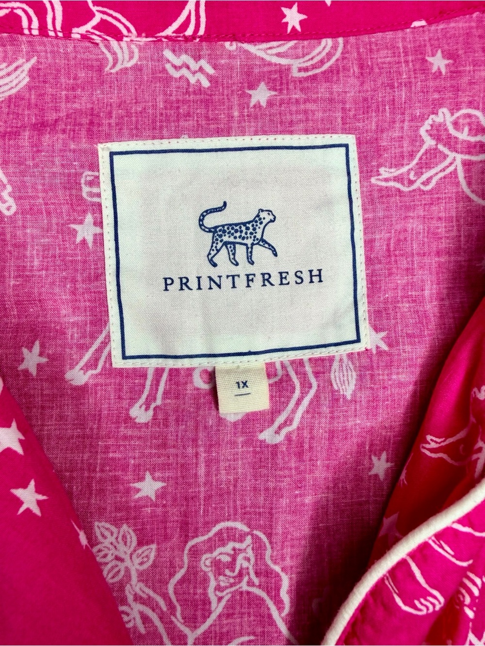 Printfresh Daily Horoscope Pajama Set Pink Zodiac Short Sleeve Shorts Women’s 1X - Picture 5 of 9